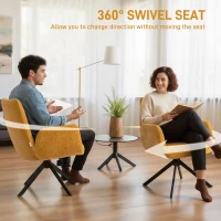 HOMCOM Tapicerowany fotel, fotel dekoracyjny, nowoczesny design, obrotowy, do 120 kg, żółty(m-7)