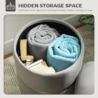 HOMCOM Velvet-Feel Storage Ottoman - Light Grey(m-4)