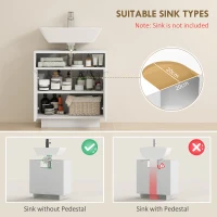 HOMCOM Dulap de Baie Sub Chiuvetă cu Raft Interior Ajustabil Alb(m-4)