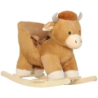 AIYAPLAY Baby Rocking Horse with Safety Belt, Wood Base, Animal Rocker for Children, Brown(m-1)