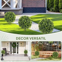 HOMCOM Set 2 Plante Artificiale de Buxus de 40 cm cu Tija Integrată pentru Interior și Exterior, Verde(m-6)