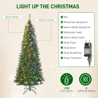 HOMCOM Pom de Crăciun de 213.5 cm cu 350 de Lumini Albe și Colorate în 9 Moduri(m-5)