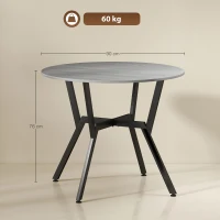 HOMCOM Dining Table, Round Kitchen Table with Black Legs, Anti-slip Foot Pads for Living Room, Dining Room 90 x 76 cm, Grey(m-3)