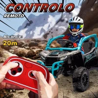 AIYAPLAY Carro Elétrico para Crianças 12V Kawasaki Teryx KRX 1000 com 2 Motores Faróis e USB 100x64x56 cm Azul(m-5)