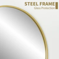 HOMCOM Oglindă Rotundă pentru Baie, din Sticlă și Oțel, Ø70x2.5 cm, culoare Auriu(m-4)