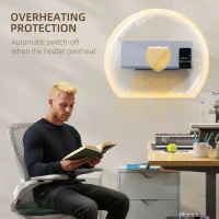 HOMCOM Ventilator Termic de Perete cu Temporizator 12h și 2 Moduri Gri(m-6)