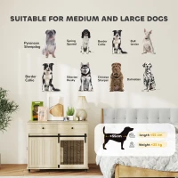 PawHut Dog Crate Furniture on Wheels, Dog Cage with 2 Drawers, Sliding Door, for Medium Large Dogs, Oak Tone(m-9)