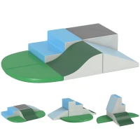 HOMCOM Parcours motricité bébé 6PCS, module motricité bébé en mousse EPE avec housse en revêtement synthétique, blocs mousse de construction, jouets éducatifs enfants d'âge préscolaire, multicolore(m-12)