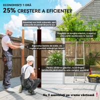 Outsunny Magazie Grădină cu Uși Glisante pentru Instrumente de Grădină, 235.7x152x208.7cm, Maro(m-4)