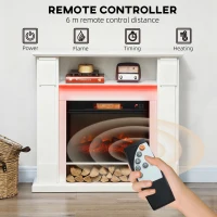 HOMCOM Șemineu Electric Reglabil cu Flacără 3D, Temporizator și Telecomandă Alb(m-6)