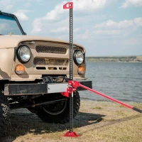 HOMCOM Cric farm jack tout-terrain ATV 4x4, cric pour voiture véhicule charge max. 3000 kg, hauteur de levage 11-135 cm, rouge(m-10)