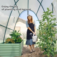 Outsunny Hoop House Greenhouse with Sandbags, Walk-In Tunnel Green House with 2 Doors and Screen Windows, 1.8 x 1.8 x 2m, White(m-8)