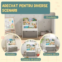 AIYAPLAY Bibliotecă pentru Copii 3-8 Ani cu 3 Rafturi și Sertar Inferior, din MDF, 62.5x30x70 cm, Gri(m-7)