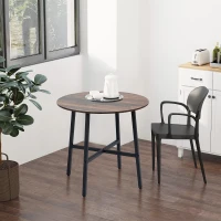 HOMCOM 85cm Dining Room Table, Industrial Style Kitchen Table Round  with Steel Legs, Rustic Brown(m-10)