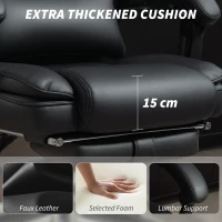 HOMCOM Scaun de Birou din Piele PU cu Suport pentru Picioare, Tetieră și Suport Lombar(m-5)