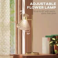 HOMCOM Lampă de Masă Modernă cu Abajur Reglabil din Sticlă Ambrată și Satinată, Suport E27, Aur(m-4)