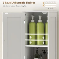 HOMCOM Dulap de Baie înalt cu 2 Dulapuri și 2 Rafturi Deschise, Dulap de Baie Economisitor de Spațiu cu Rafturi Reglabile pentru Sufragerie, 30x30x170 cm, Alb(m-5)