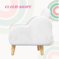 ZONEKIZ Fotoliu pentru copii cu brațe în formă de nor, cu picioare înclinate și material textil, 46 x 51 x 55 cm, alb(m-4)