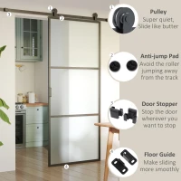 HOMCOM Set feronerie ușă culisantă, oțel carbon, suport 100 kg, pentru uși lemn 3.5-4.5 cm(m-5)