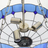 HOMCOM Tiffany Style Ceiling Light, Vintage Chandelier with 3 E27 Sockets, Semi Flush Mount for Living Room, Bulbs Not Included(m-9)