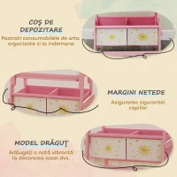 AIYAPLAY Șevalet pentru Copii, Tablă Alb-Negru Dublă cu Rola de Hârtie, 2 Cutii de Depozitare pentru Băieți, Fete între 3-8 Ani, Roz(m-5)