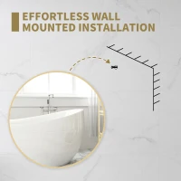 HOMCOM Oglindă Rotundă pentru Baie, din Sticlă și Oțel, Ø70x2.5 cm, culoare Auriu(m-7)