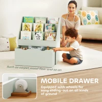 AIYAPLAY Bookcase for Kids with Shelves, Drawer, Bookcase for Bedroom, Playroom, Green(m-6)