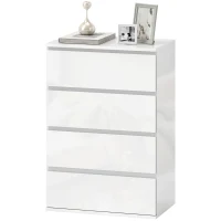 HOMCOM High Gloss Chest of Drawers, 4-Drawer Storage Cabinets, Modern Dresser for Bedroom, White(m-11)