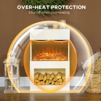 HOMCOM 19" Electric Fireplace with Surround, 3D Flame Effect, 6 Colours & 3 Brightness Levels, 1000W/2000W White Electric Fire and Mantel Reach up to 30㎡ Space with Remote & Timer, 3 Sided View(m-9)