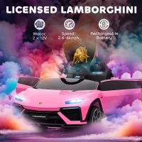 AIYAPLAY 12V Licensed Lamborghini Electric Cars for Kids, Ride On Car with Remote Control for 3-6 Years Old, Pink(m-4)