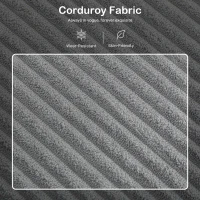 HOMCOM Divan 3 Locuri cu Pouf de Depozitare din Velur cu Nervuri 196x139x85 cm, Gri deschis(m-7)