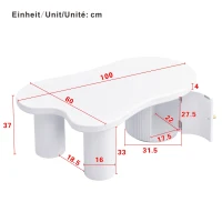 Tavolino da salotto asimmetrico con vano portaoggetti, per soggiorno e uffici, 100x60x37 cm, Bianco(m-3)