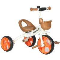 AIYAPLAY Kids Trike, Toddler Tricycle with Front Basket and EVA Wheels for Ages 2-5 Years, Indoor Outdoor for Boys Girls, Orange(m-1)