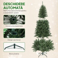 HOMCOM Pom de Crăciun de 180cm cu 250 de Lumini Albe și Colorate, 899 Crengi(m-7)