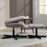 HOMCOM Scaun reclinabil pe 4 niveluri cu otoman separat în efect de catifea, 66x80x93-104 cm, Gri(m-9)