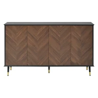 Buffet moderne à motif en chevrons, buffet avec 4 portes, 140x40x80 cm, Noir+Marron(m-11)