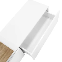 Mobile TV con illuminazione LED, spazio di archiviazione e ripiani in vetro, 170x33x33,5 cm, Colore naturale+Bianco(m-6)