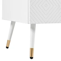 Cassettiera a 6 cassetti, con motivo geometrico e maniglie a forma di diamante, per camera da letto e soggiorno, 120x40x80 cm, Bianco(m-8)