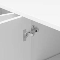 Credenza a 4 ante con frontale ad arco 3D, per soggiorno, sala da pranzo e ingresso, 140x34x78 cm, Bianco(m-7)