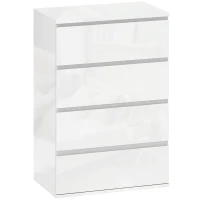HOMCOM High Gloss Chest of Drawers, 4-Drawer Storage Cabinets, Modern Dresser for Bedroom, White(m-1)