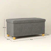 HOMCOM Banco Almacenaje Capacidad de 67 L 76x38x38 cm Tapizado en Terciopelo Carga 120 kg para Sala de Estar Dormitorio Gris(m-3)
