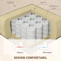 HOMCOM Fotoliu Capitonat cu Spatar Inalt, Cotiere Rotunjite Captusite și Sezut cu Captuseala Groasa, 74x87x102 cm, Bej(m-5)