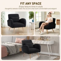 HOMCOM Teddy Fleece Accent Chair - Black(m-6)