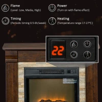 HOMCOM Semineu Electric de Podea cu Timer, Temperatura Reglabila, din Metal, ABS si PAL, 80x21.6x67.8 cm, Maro(m-5)