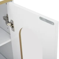 Credenza con ante in vetro, portabottiglie e ampio spazio di stoccaggio, 120x38x90 cm, Bianco(m-7)