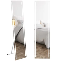 HOMCOM Full Length Dressing Mirror, LED Lighted Wall Mirror for Bedroom, Adjustable Brightness and 3 Colours, White(m-10)