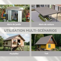 Outsunny Lot de 12 panneaux en acier galvanisé résistant aux intempéries, 129 x 45 cm, effet bois gris clair(m-4)