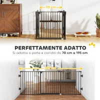 PawHut Cancellino per Cani Pieghevole in Acciaio con Chiusura Automatica, 202.5x2x76cm, Nero(m-9)