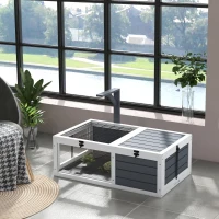 PawHut Maison enclos cage pour petit animal tortue avec 2 espaces support de lampe 81 x 48 x 31,5 cm gris(m-10)