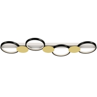 HOMCOM Lámpara de Techo Regulable con 4 Focos Mando a Distancia Modos de Escena 1500 lm 38 W 3000 K-6500 K Negro y Dorado